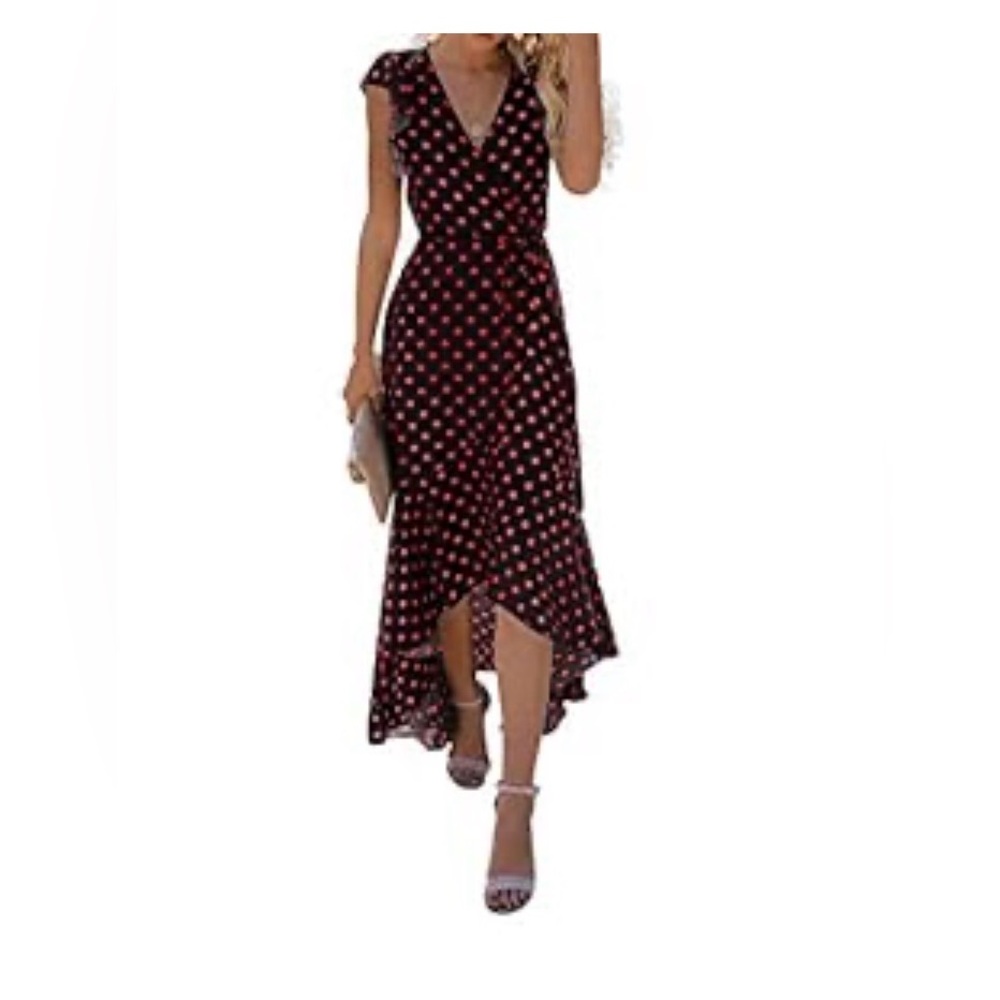 Polka Dot V-Neck Maxi Dress